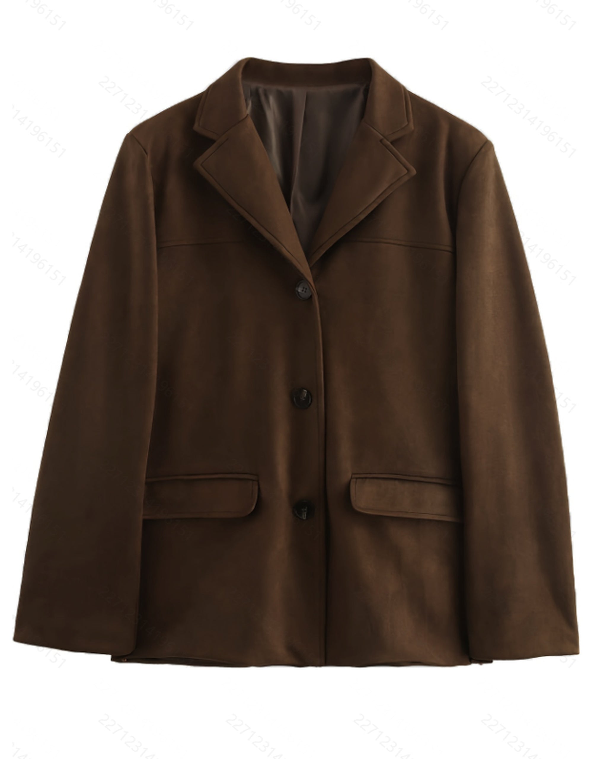 Vintage Single-Breasted Lapel Blazer in Coffee Brown — front