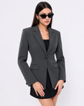 Relaxed Single-Breasted Blazer in Gray
