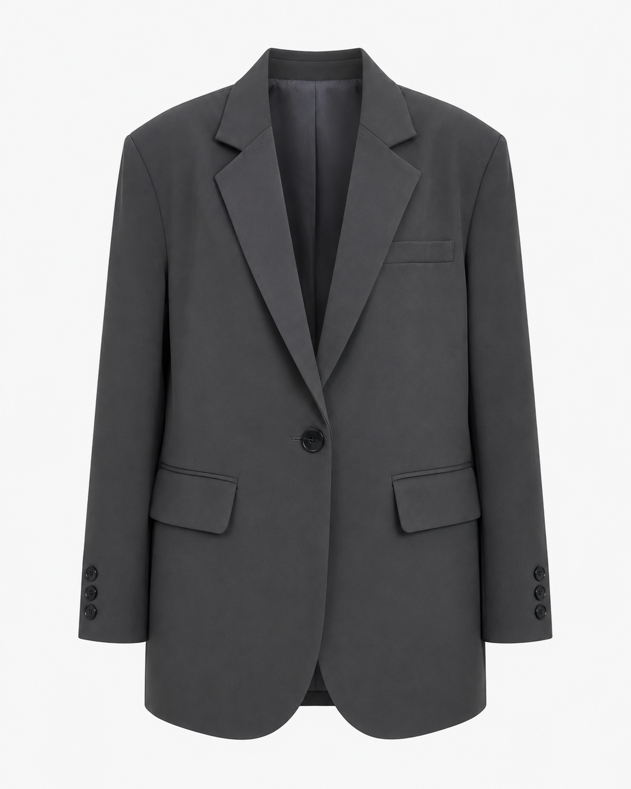 Relaxed Single-Breasted Blazer in Gray — front