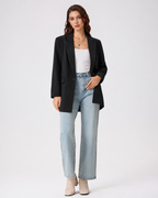 Relaxed Single-Breasted Blazer in Black — front