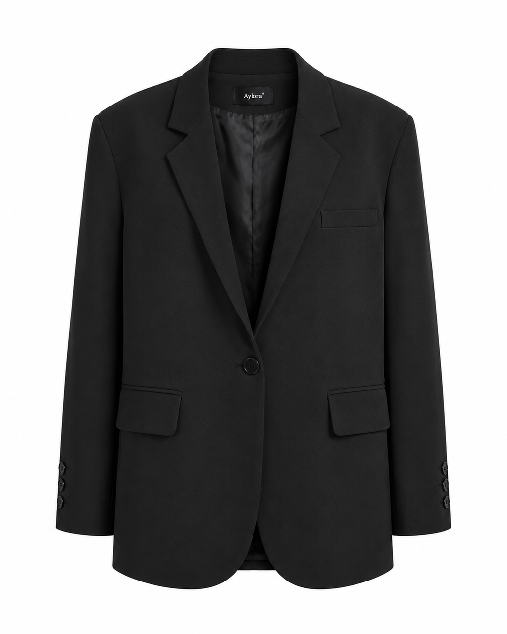 Relaxed Single-Breasted Blazer in Black — front