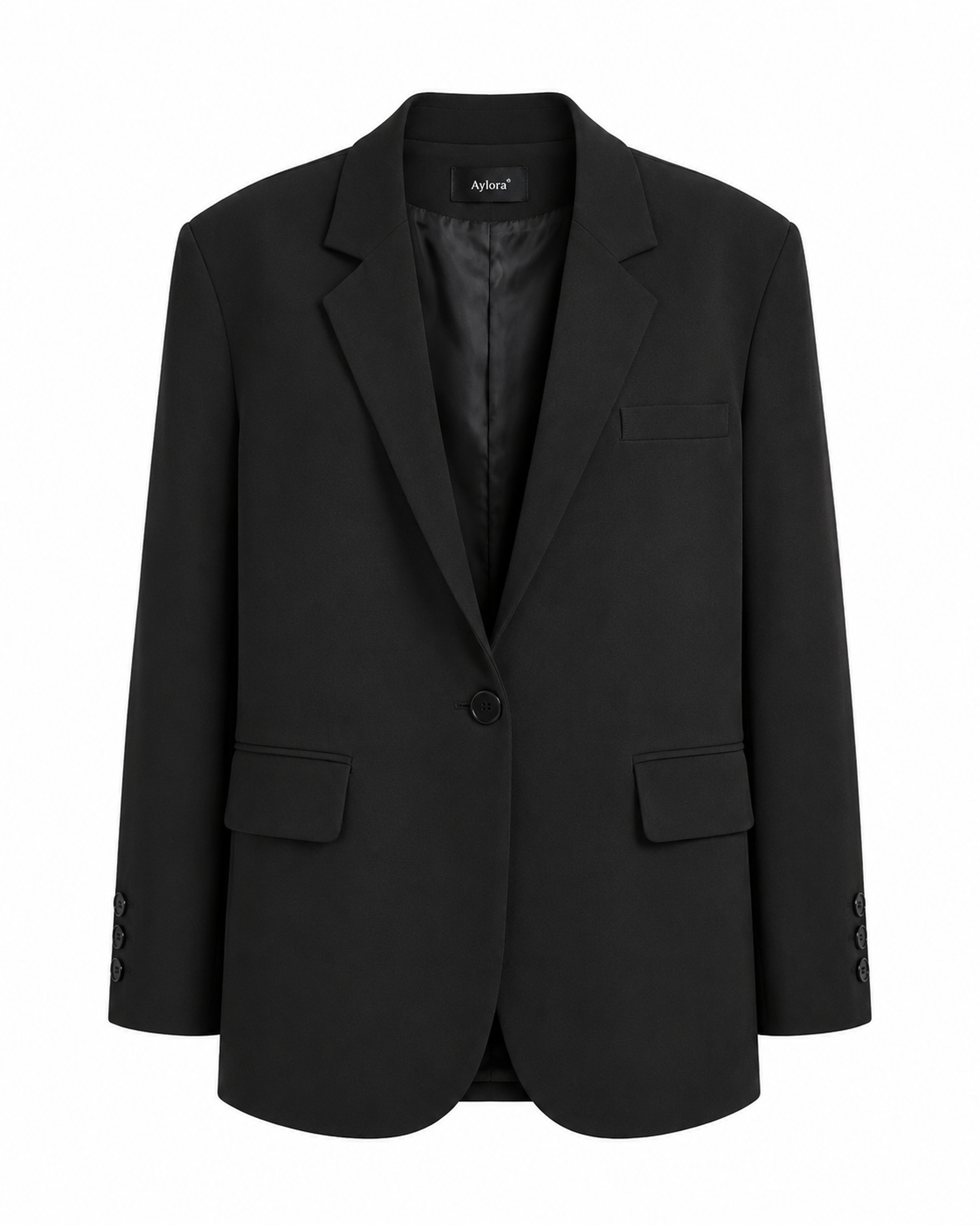 Relaxed Single-Breasted Blazer in Black — front