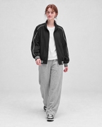 Black jacket, front full-length view on model