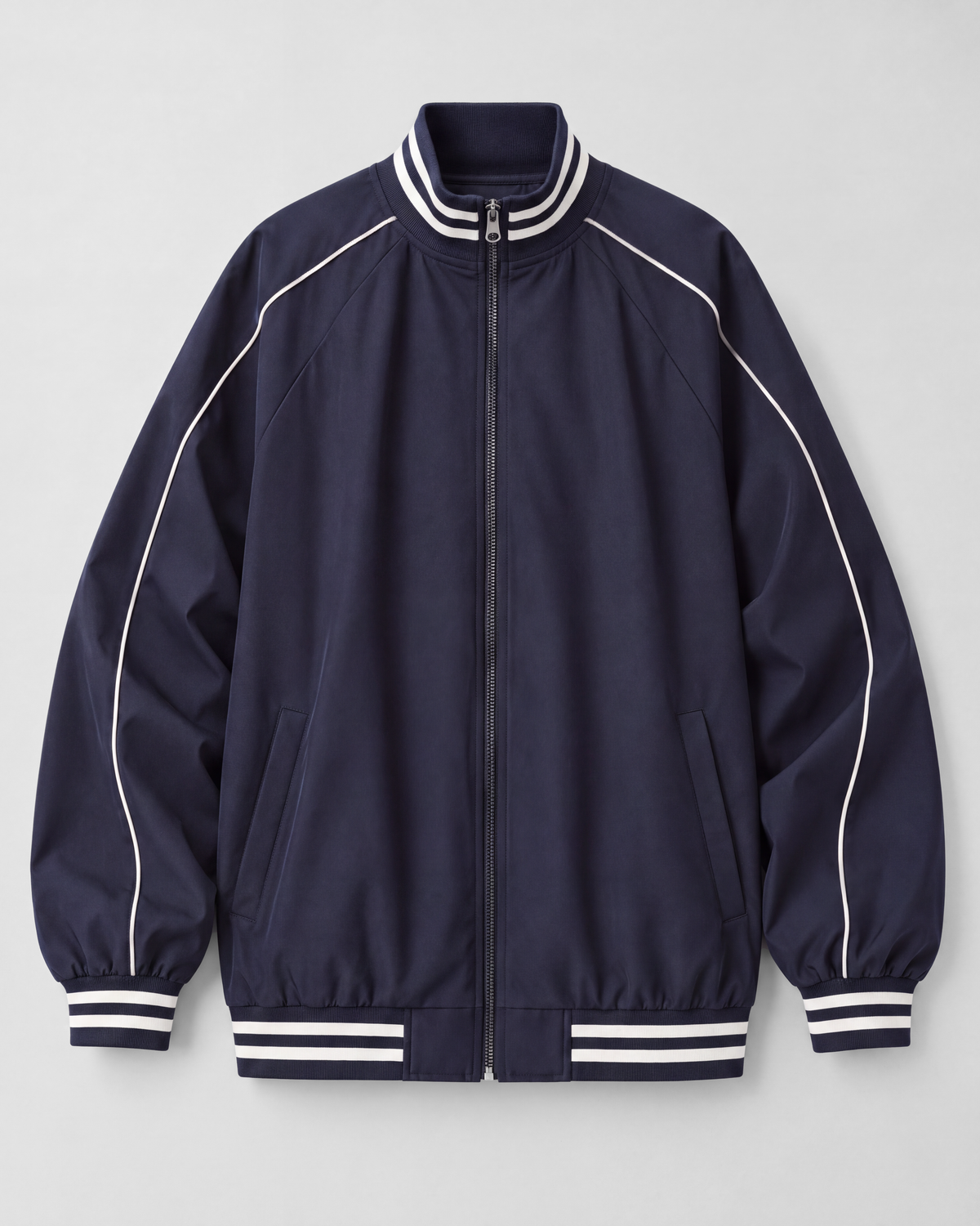 Navy jacket, front product view