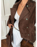 Brown Belted Brown Trench Jacket – detail view