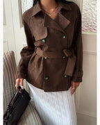 Brown Belted Brown Trench Jacket – detail view