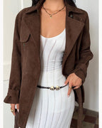 Brown Belted Brown Trench Jacket – detail view