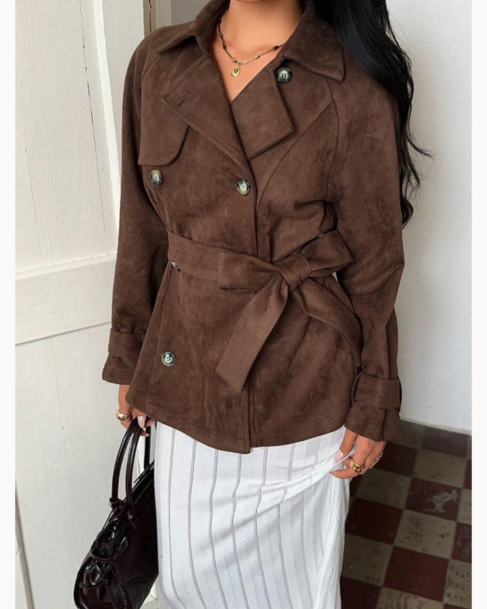 Brown Belted Brown Trench Jacket – main view