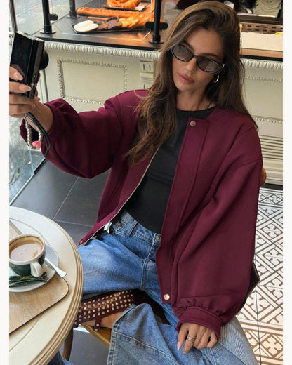 Burgundy Burgundy Zip-Front Jacket – alternate view 2