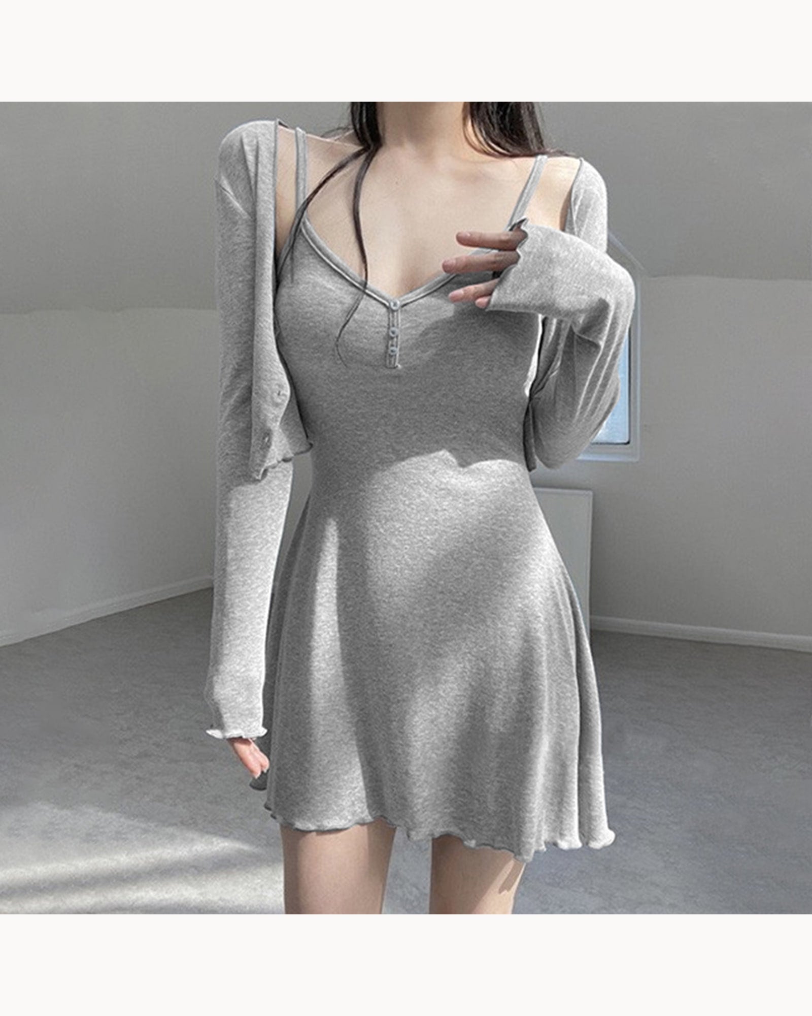White Cardigan & Slip Dress Set – alternate view 3