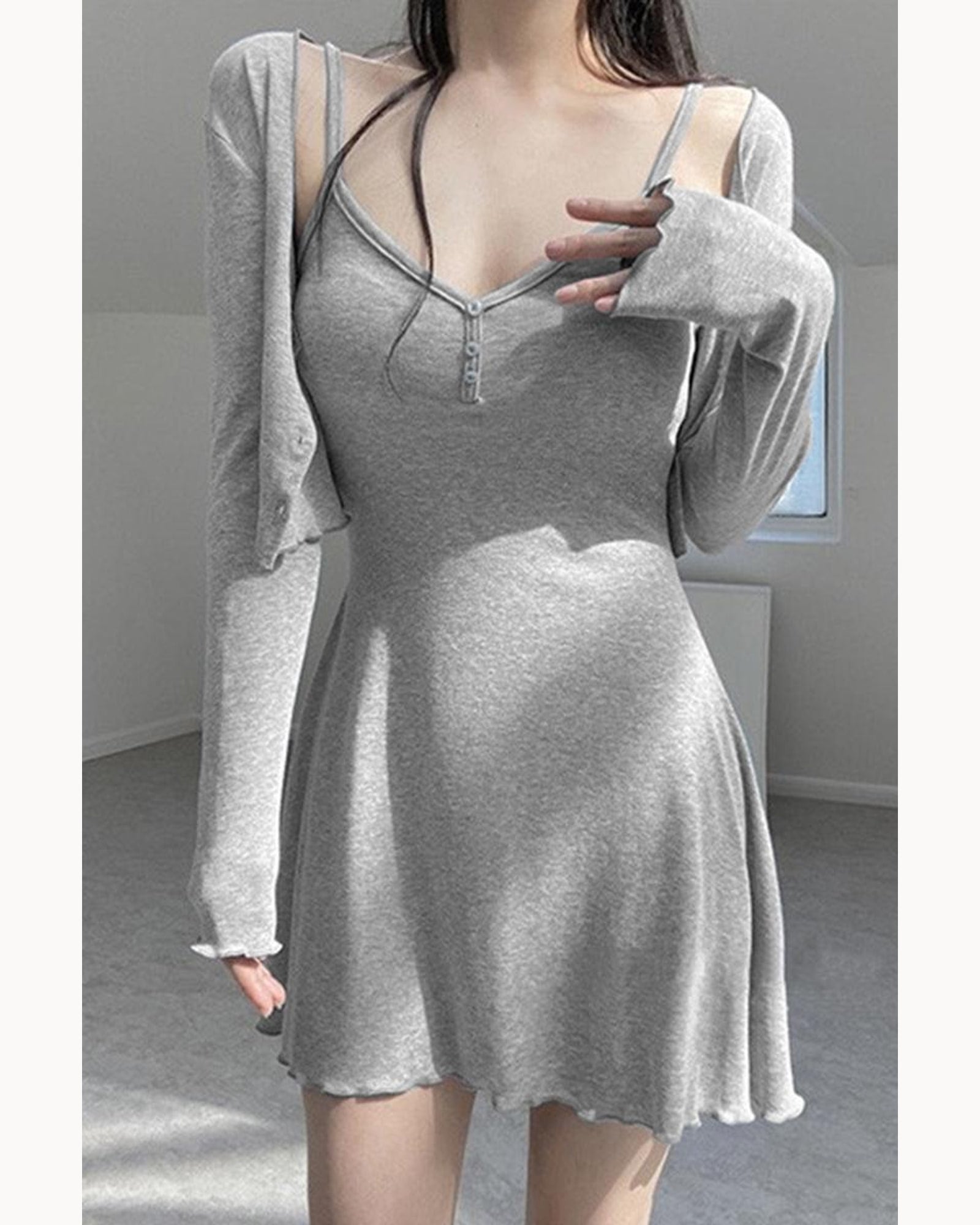 White Cardigan & Slip Dress Set – alternate view 5