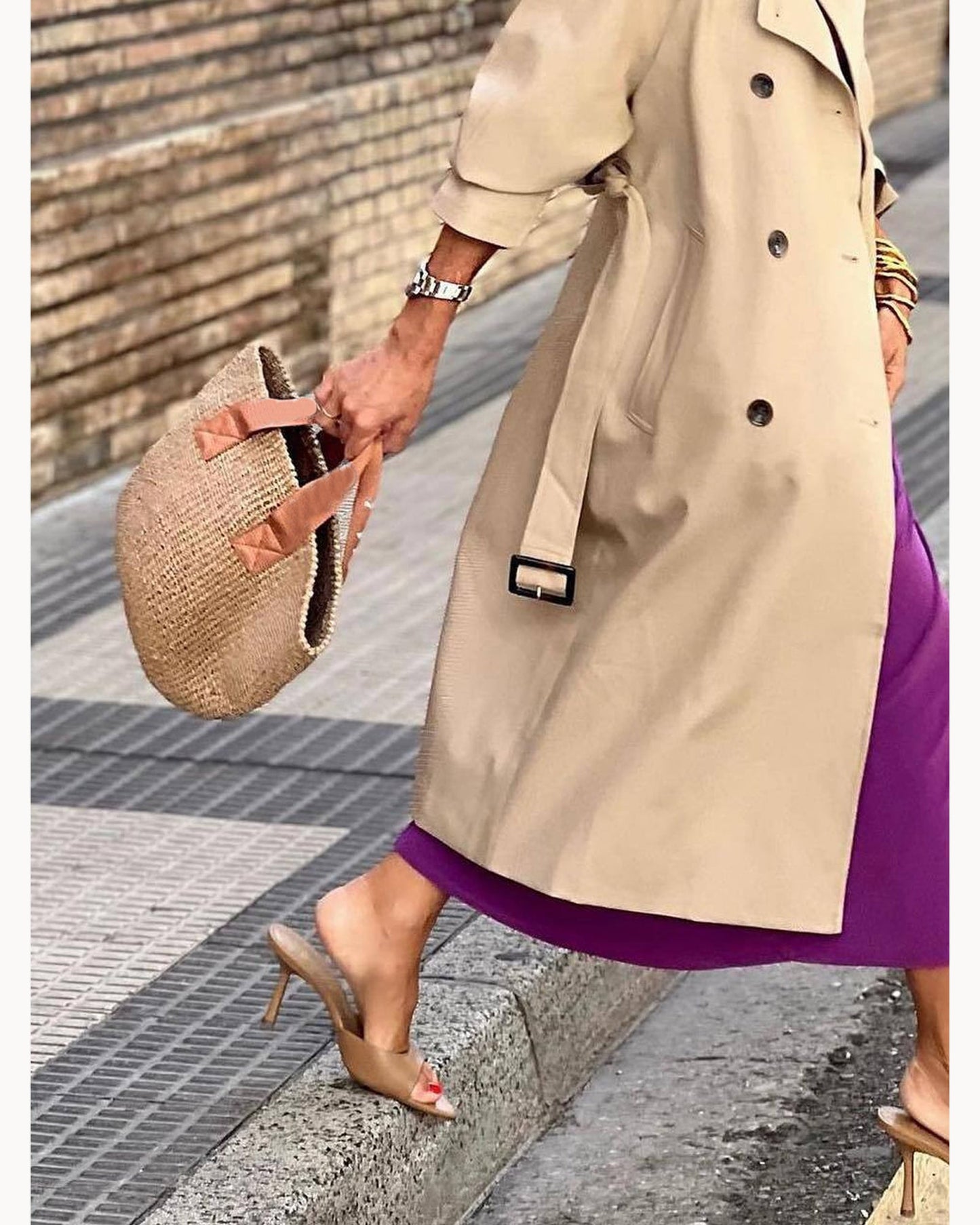 Khaki Double-Breasted Longline Trench Coat – alternate view 4