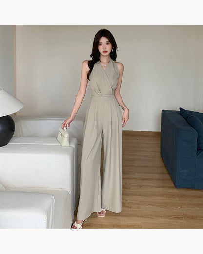 Mustard Green Halter Wide-Leg Jumpsuit – alternate view 2