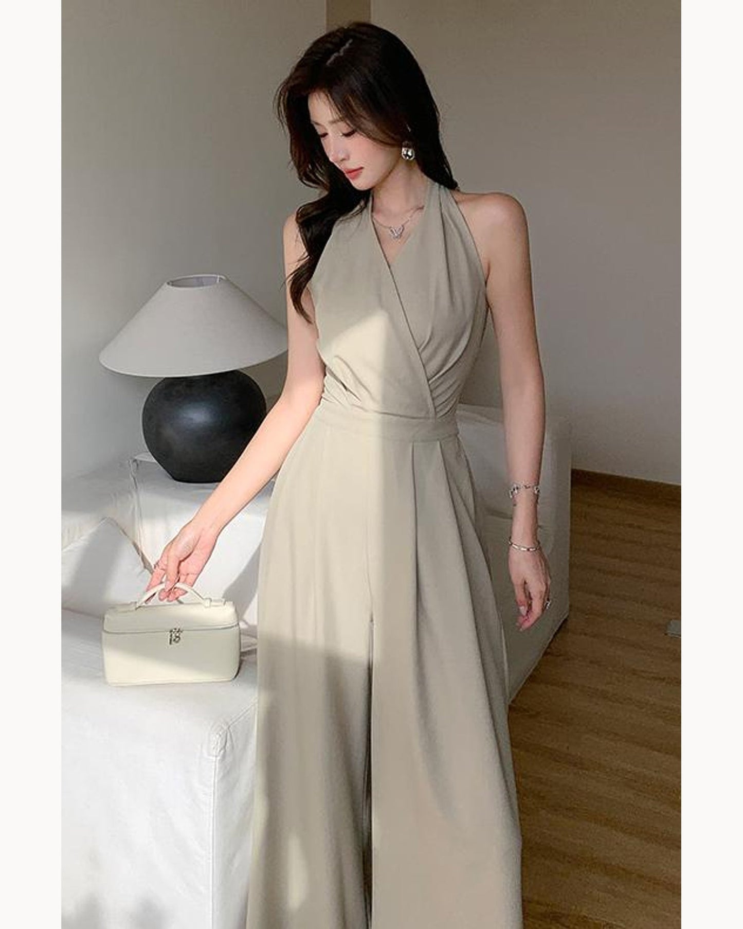Mustard Green Halter Wide-Leg Jumpsuit – alternate view 5