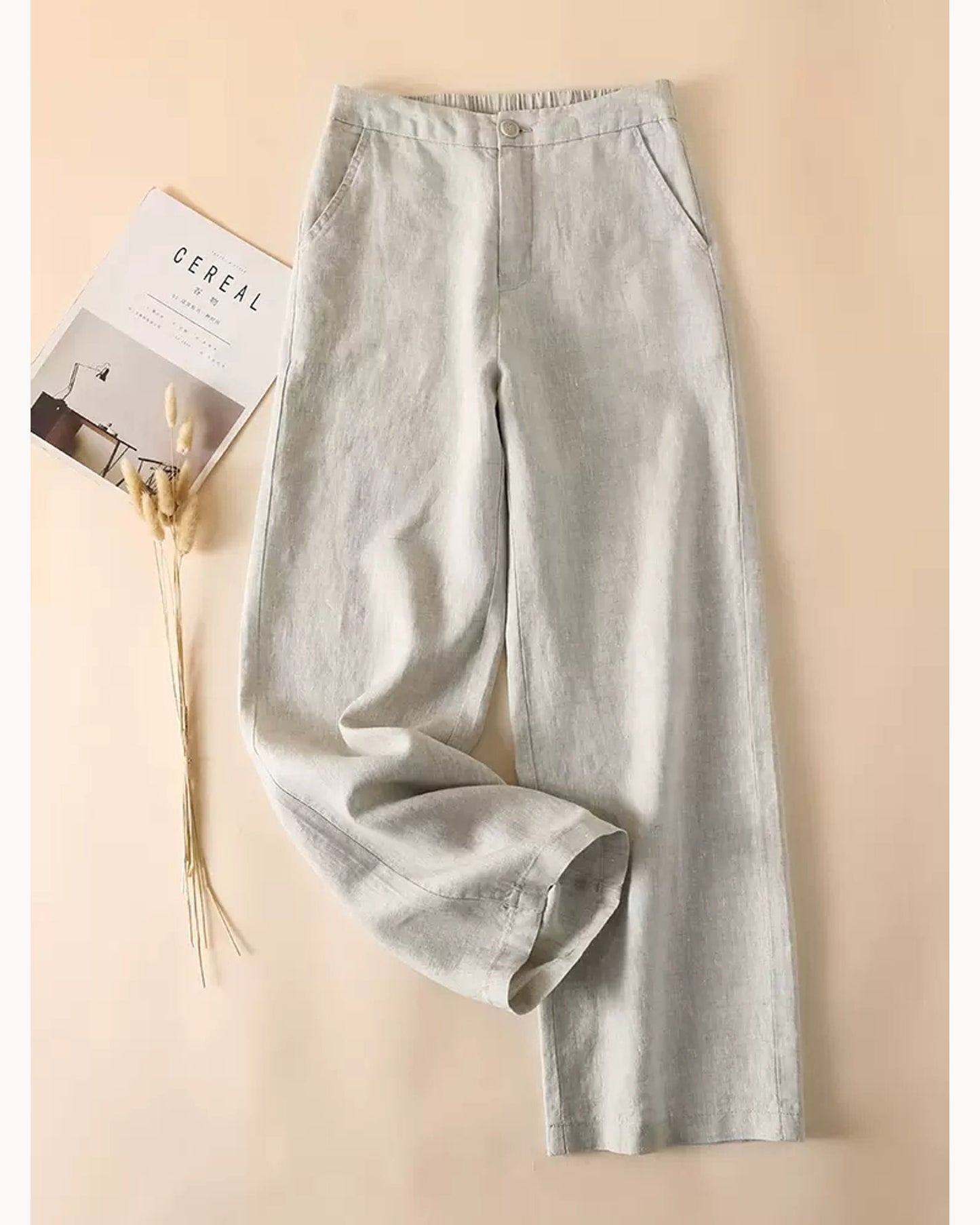 White Full Length High-Rise Straight-Leg Pants – alternate view 1