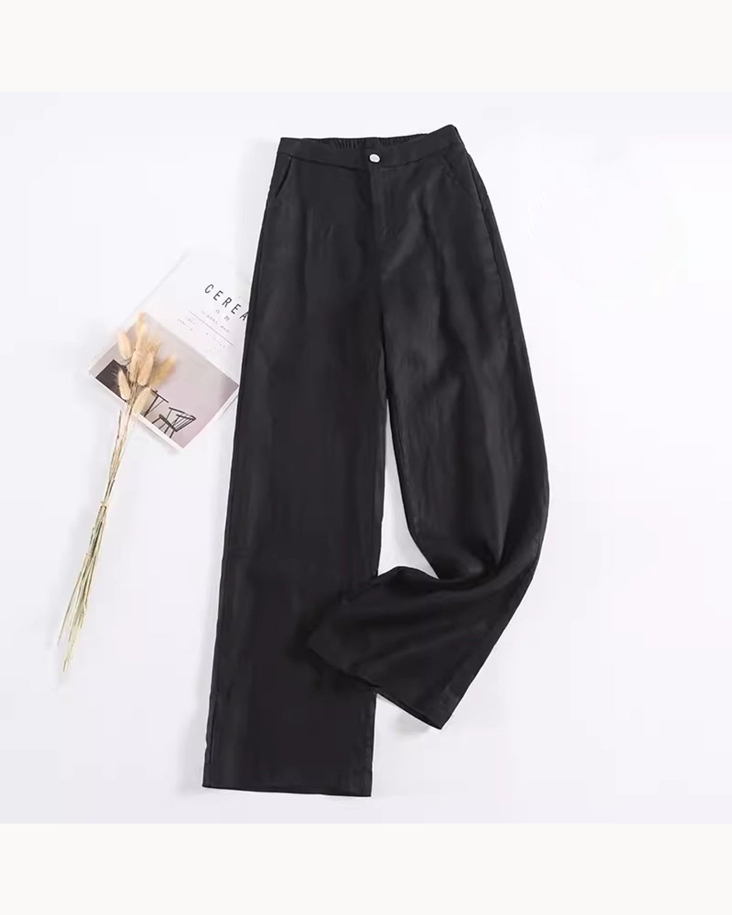 White Full Length High-Rise Straight-Leg Pants – alternate view 4