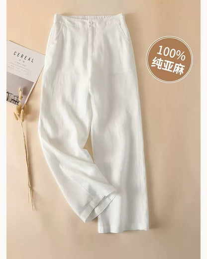 White Full Length High-Rise Straight-Leg Pants – main view
