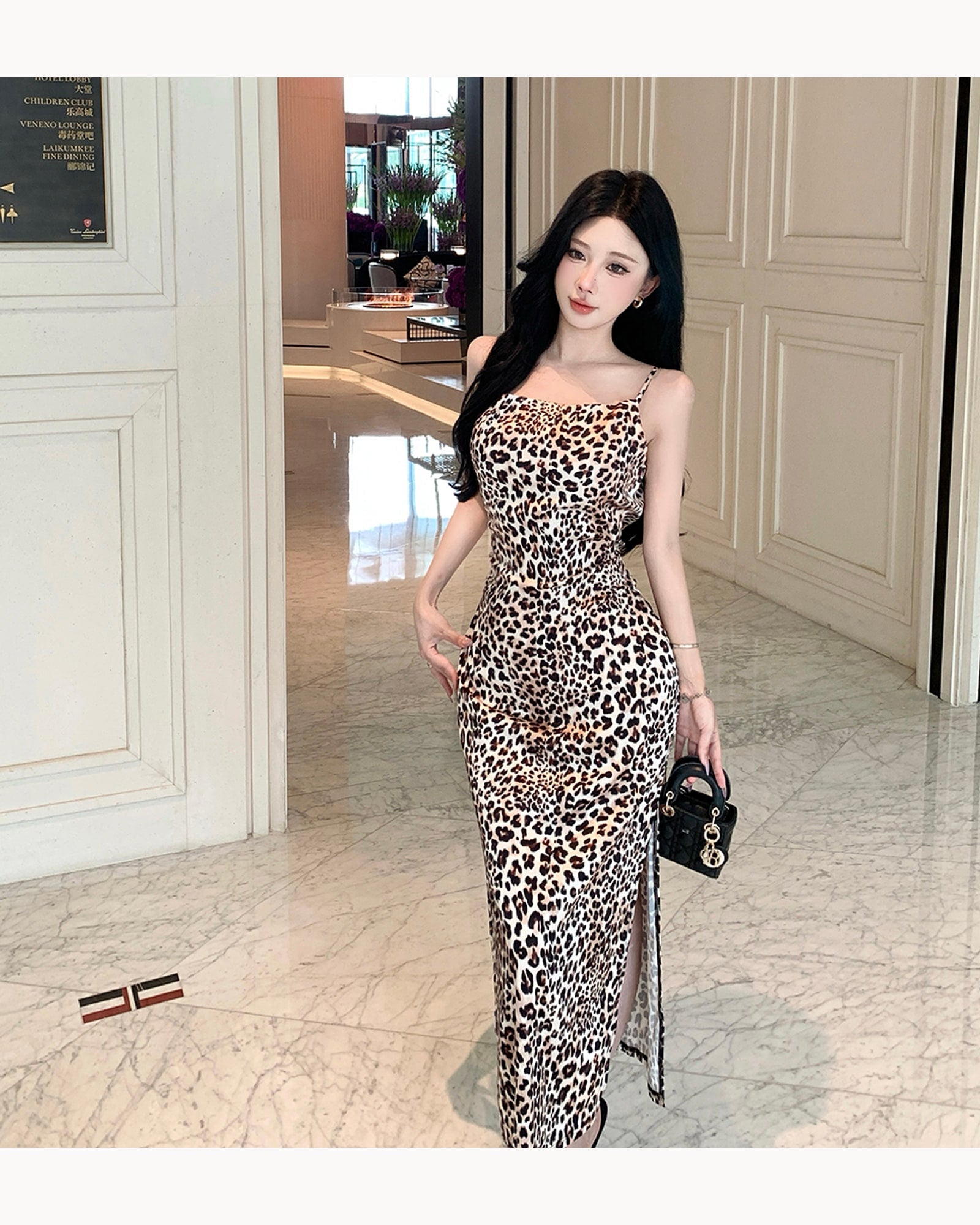 Leopard Leopard Open-Back Midi Dress – detail view