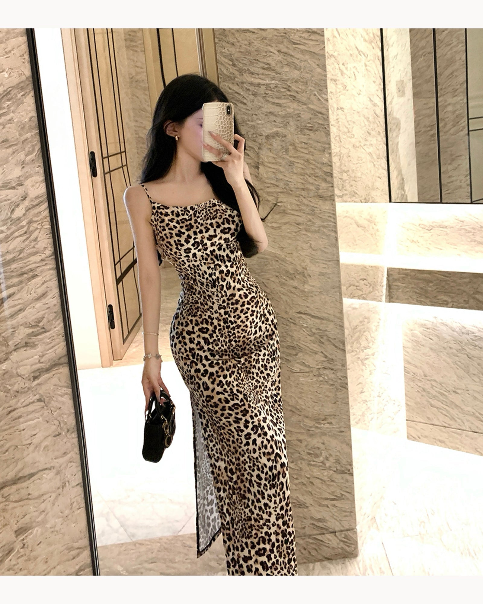 Leopard Leopard Open-Back Midi Dress – main view