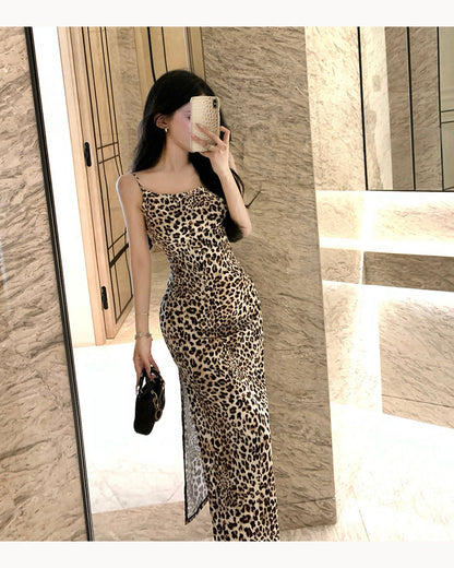 Leopard Leopard Open-Back Midi Dress – main view
