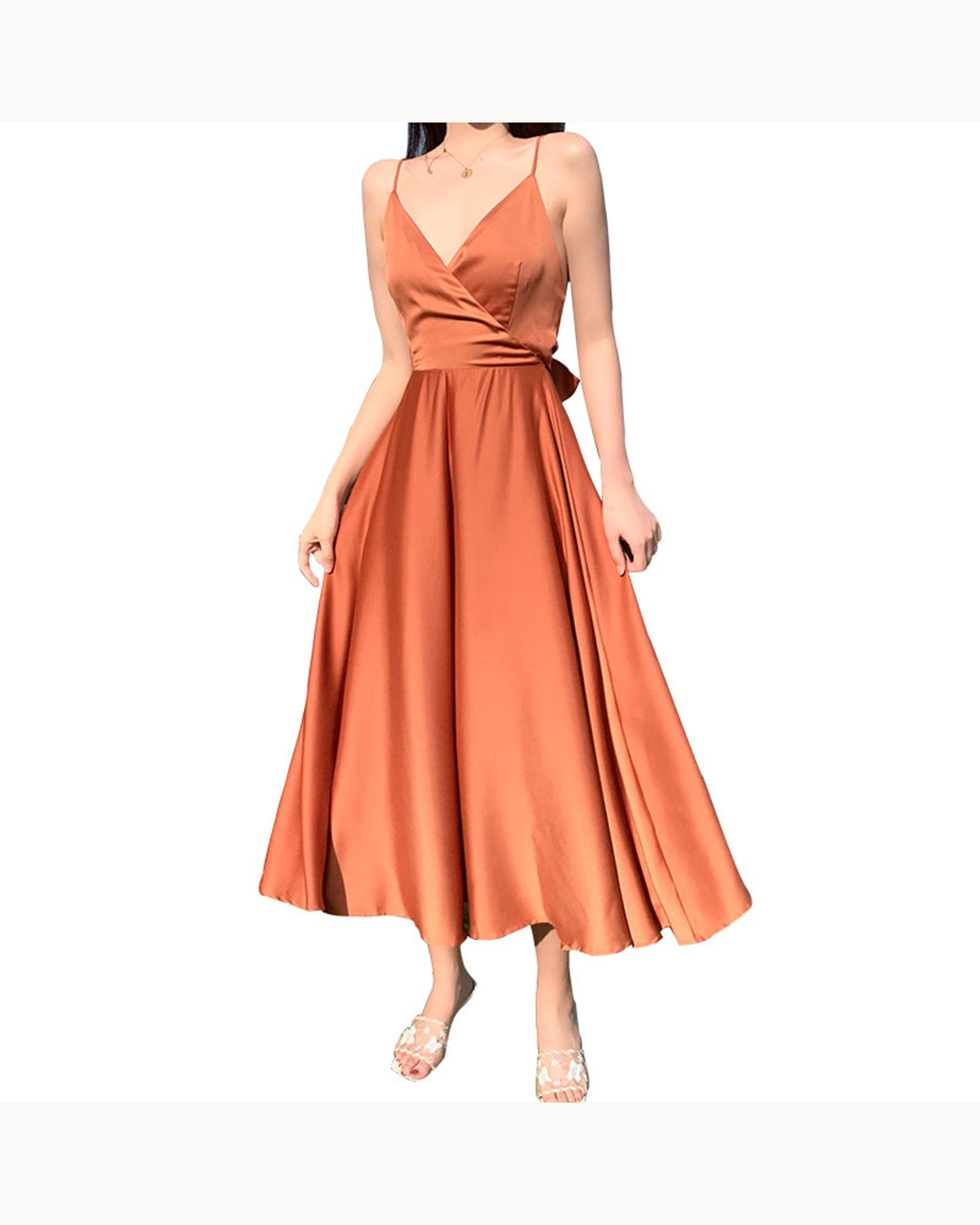 White Open-Back Satin-Look Maxi Dress – alternate view 4