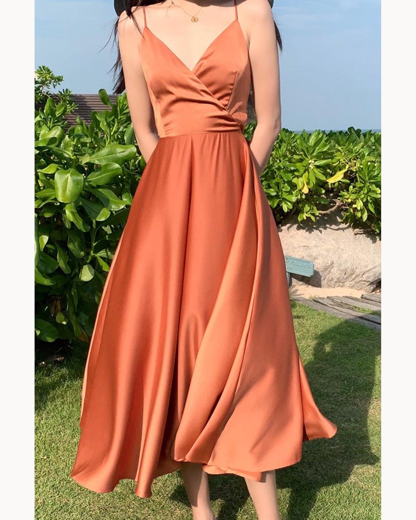 White Open-Back Satin-Look Maxi Dress – alternate view 5