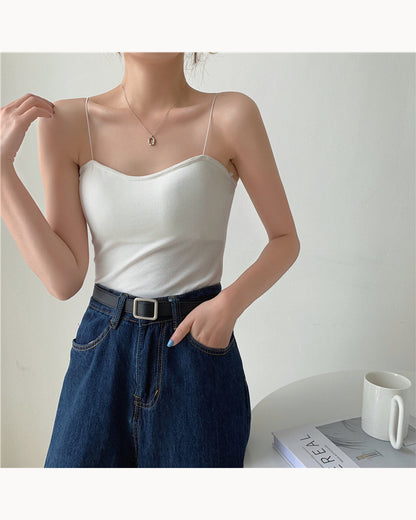 White Padded Cropped Cami – color view