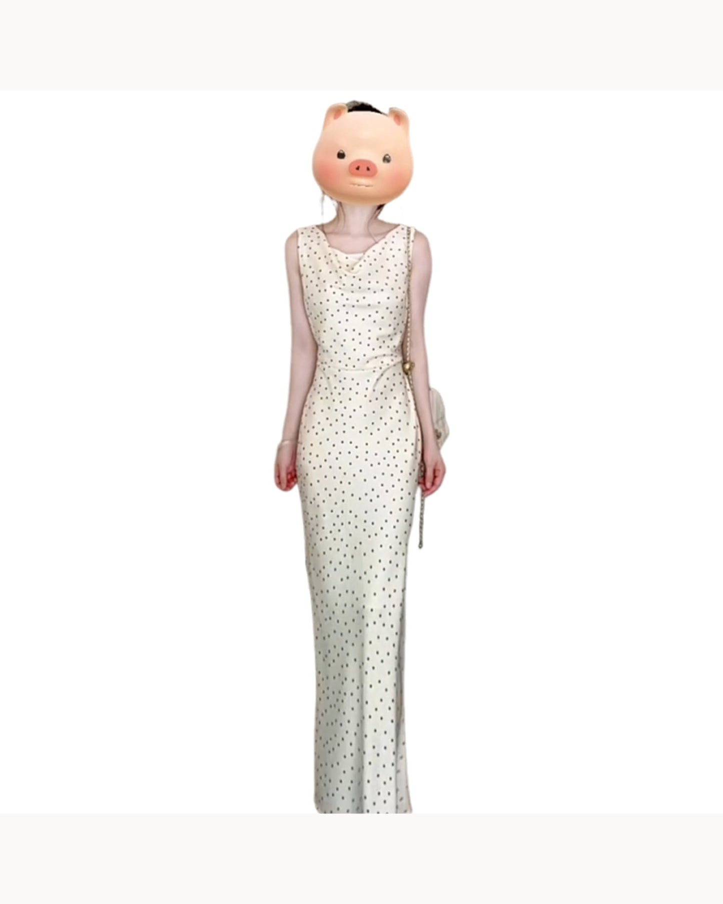 Cream Polka Dot Polka Dot Tie-Waist Midi Dress – alternate view 4