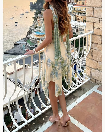 Print Printed Tie-Strap Mini Dress – detail view