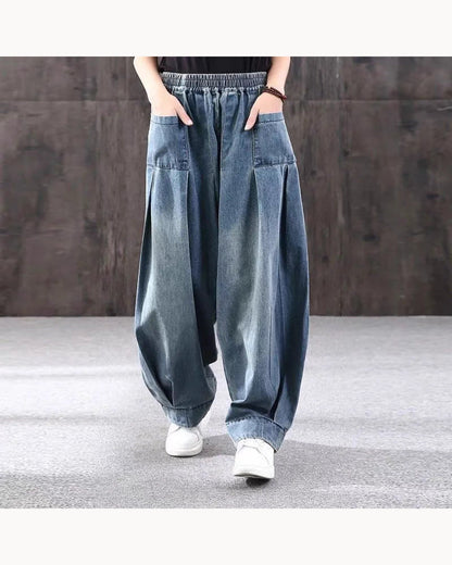 Blue Relaxed Barrel-Leg Jeans – alternate view 2