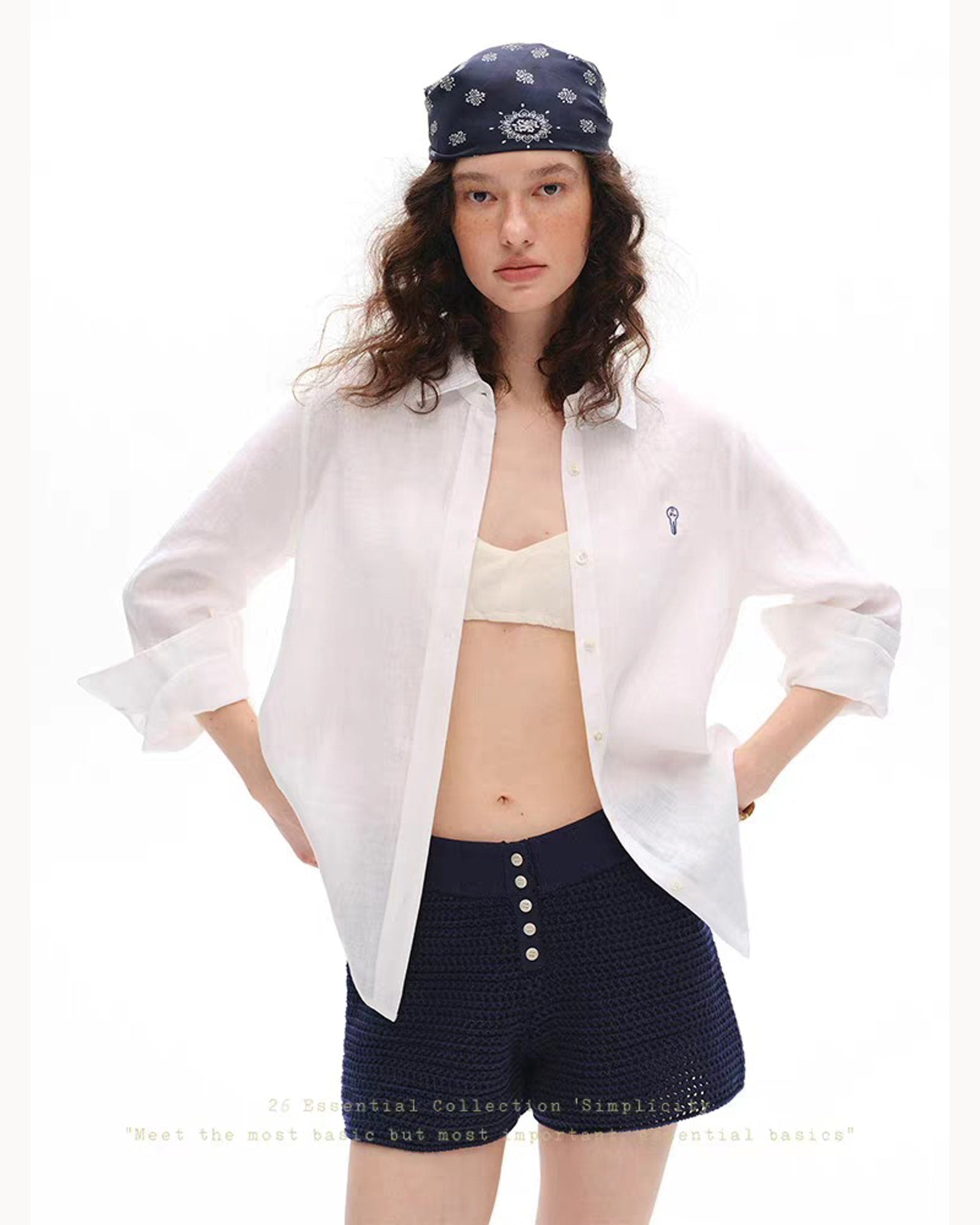 White Relaxed Long-Sleeve Button-Up Shirt – alternate view 1