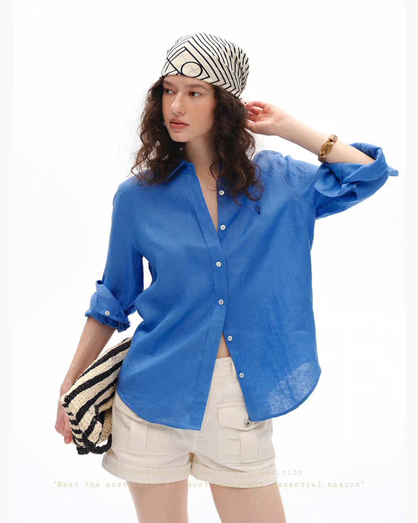 White Relaxed Long-Sleeve Button-Up Shirt – alternate view 2