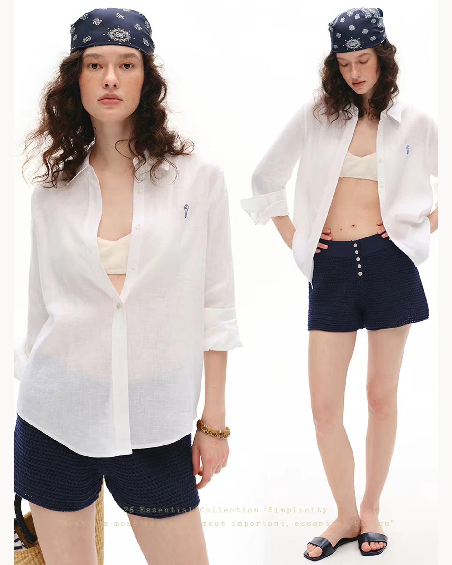White Relaxed Long-Sleeve Button-Up Shirt – main view
