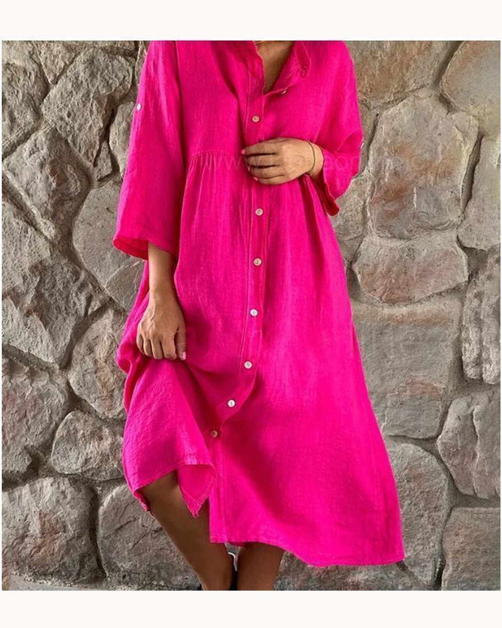 White Relaxed Short-Sleeve Shirt Dress – alternate view 1
