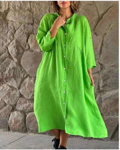 White Relaxed Short-Sleeve Shirt Dress – alternate view 2