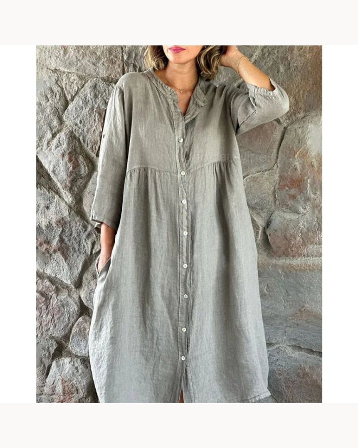 White Relaxed Short-Sleeve Shirt Dress – color view