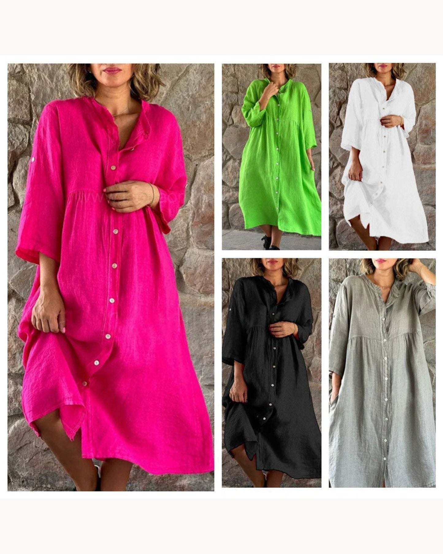 White Relaxed Short-Sleeve Shirt Dress – main view