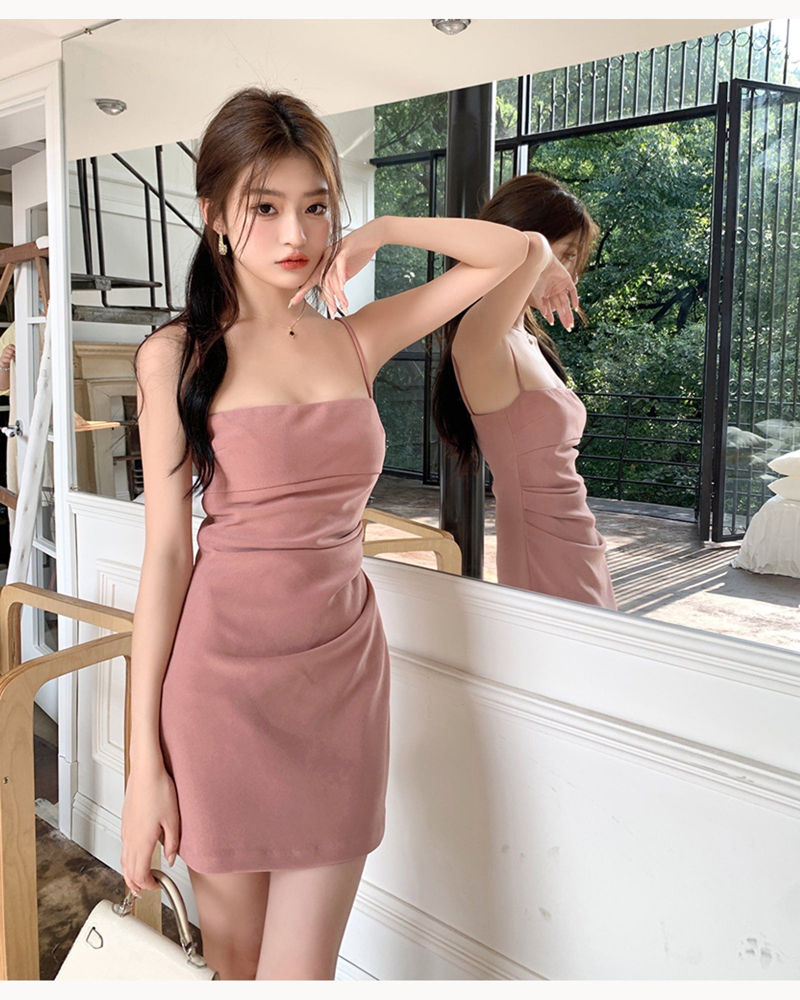 Black Ruched Cami Mini Dress – alternate view 2