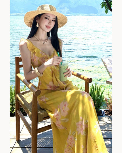 Floral Print Ruffle Floral Resort Maxi Dress – alternate view 5