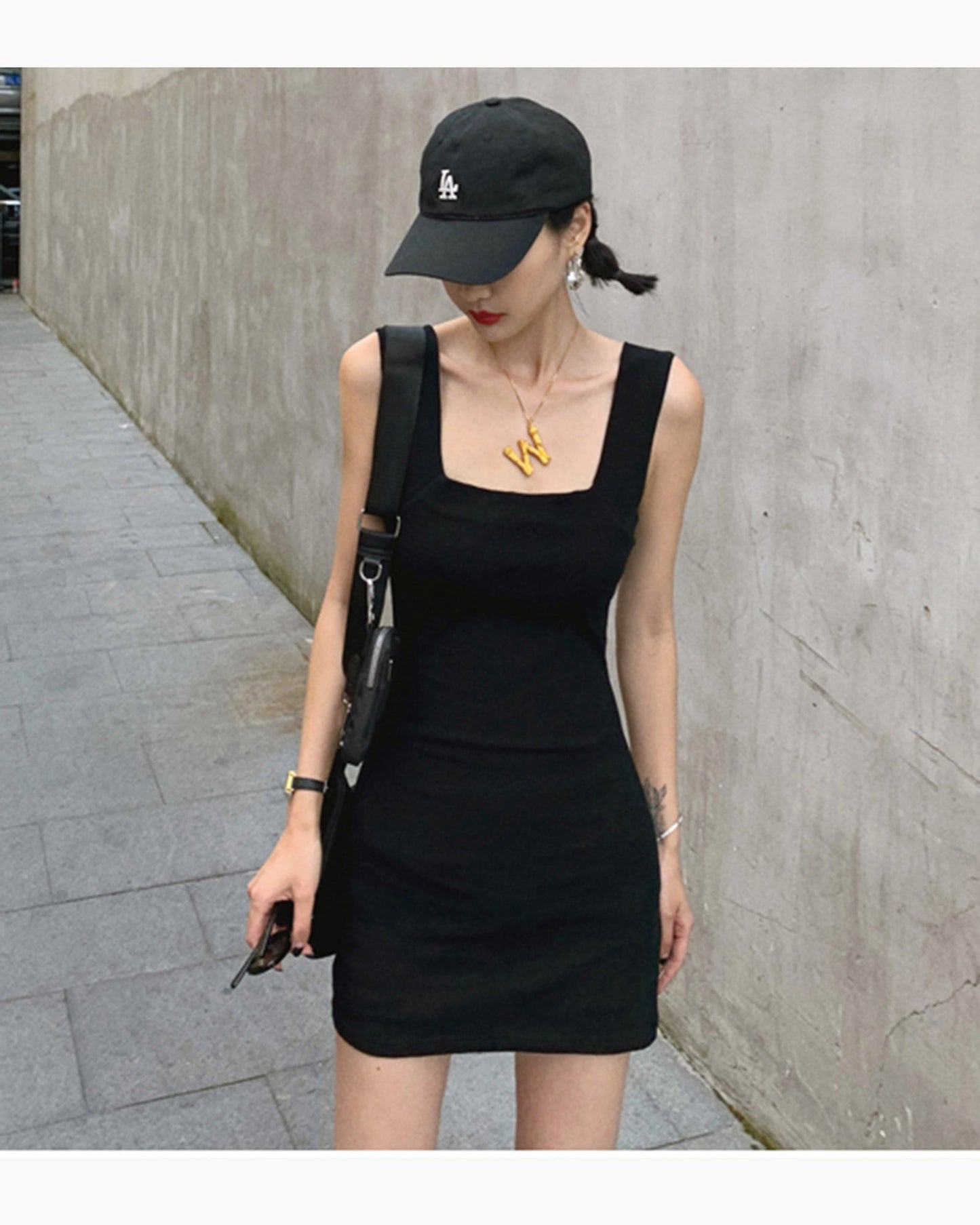 White Square-Neck Bodycon Mini Dress – alternate view 1