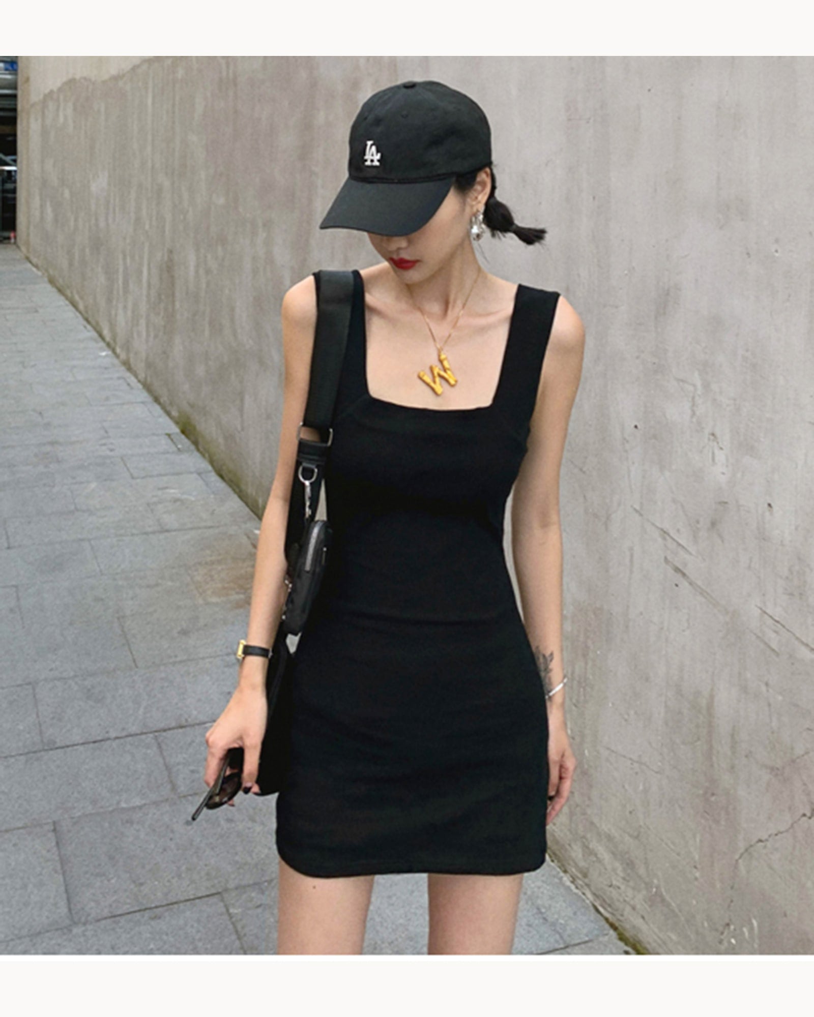 White Square-Neck Bodycon Mini Dress – alternate view 1