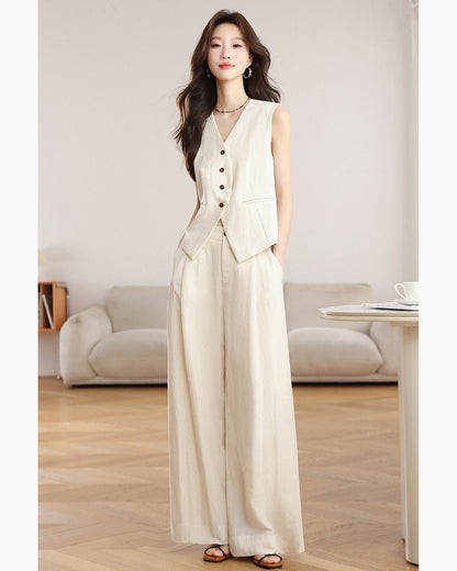 Ivory Set Tailored Vest & Wide-Leg Pant Set – alternate view 4